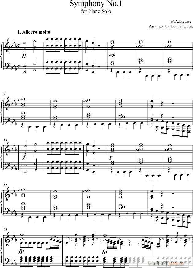 Symphony No.1 for Piano Solo_莫扎特1