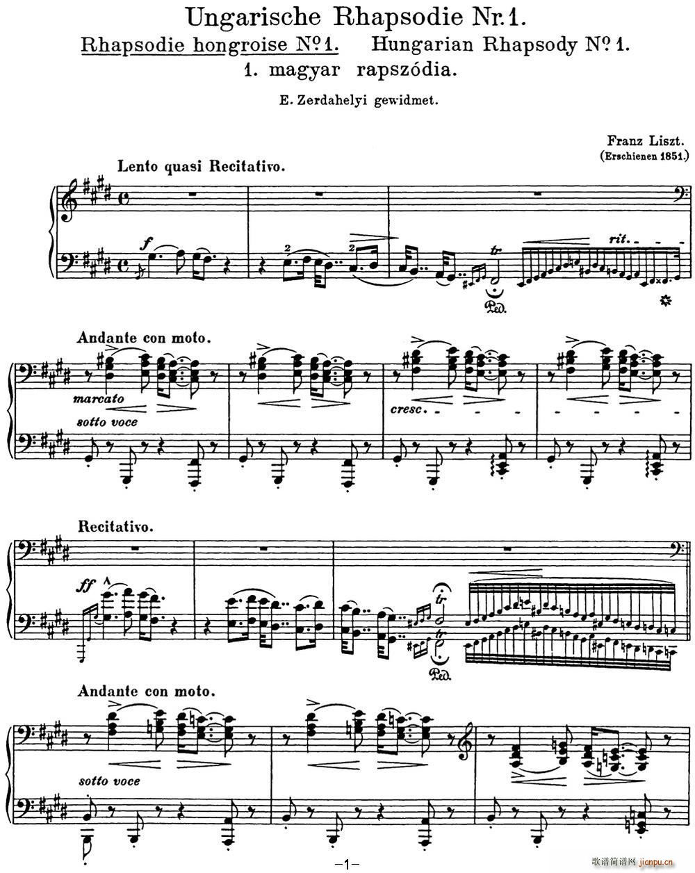 李斯特 匈牙利狂想曲 Hungarian Rhapsodies S 244 No 11