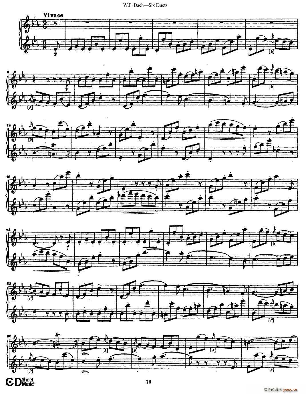 W F 巴赫―六首二重奏练习曲（5）9