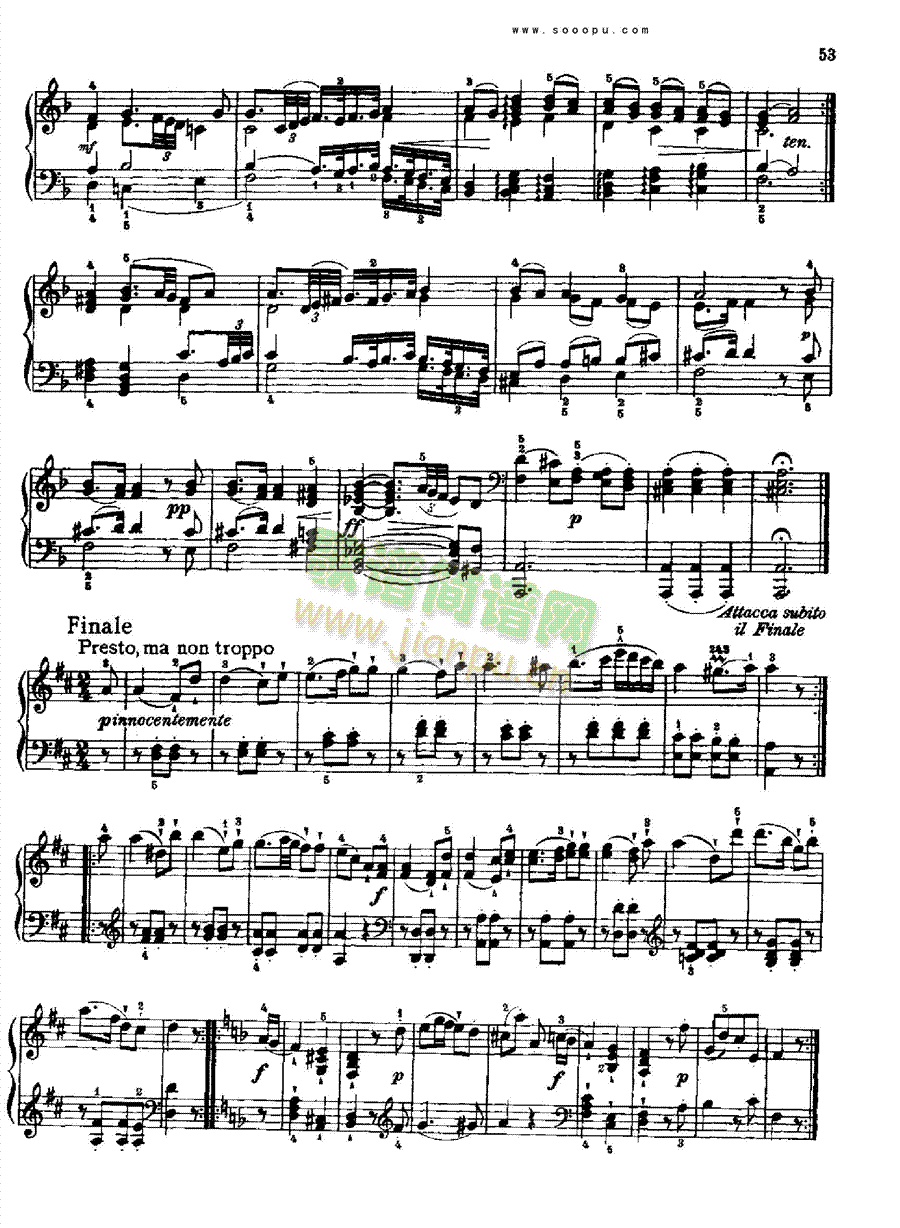 奏鸣曲六(献给奥恩布鲁格的姐妹们) 键盘类 钢琴6