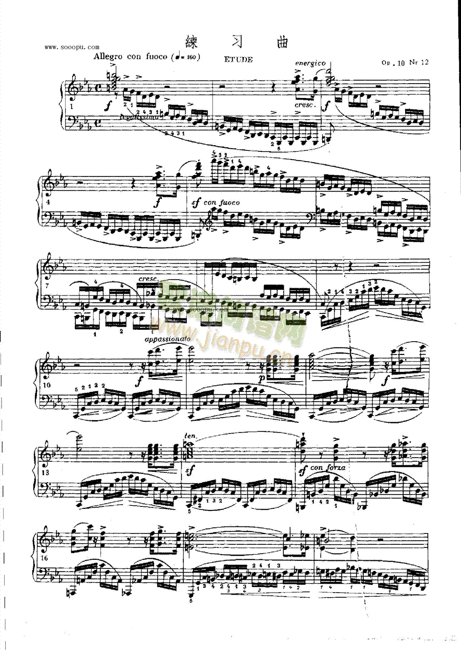 练习曲OP.10  Nr12 键盘类 钢琴1