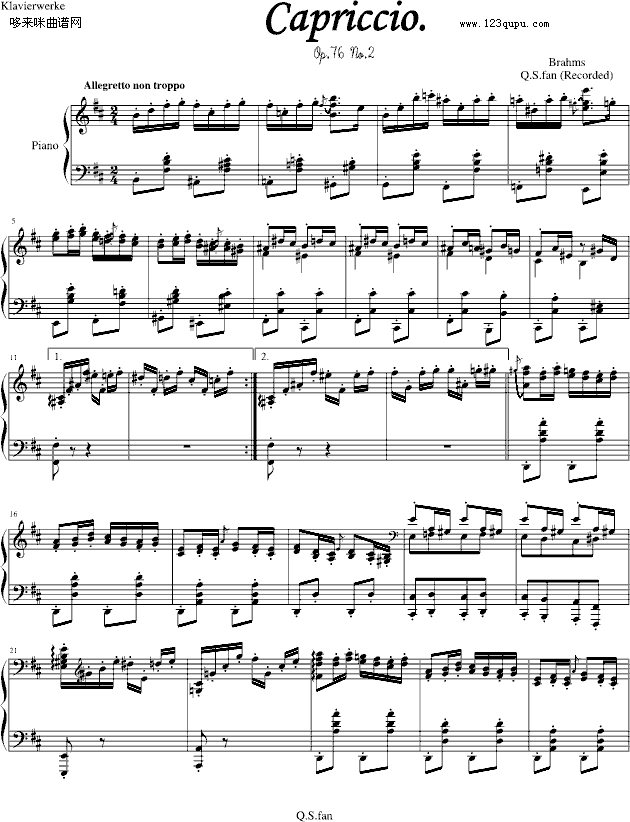 随想曲Op.76 No.2-勃拉姆斯1