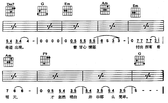 顺其自然吉他谱( 六线谱)3