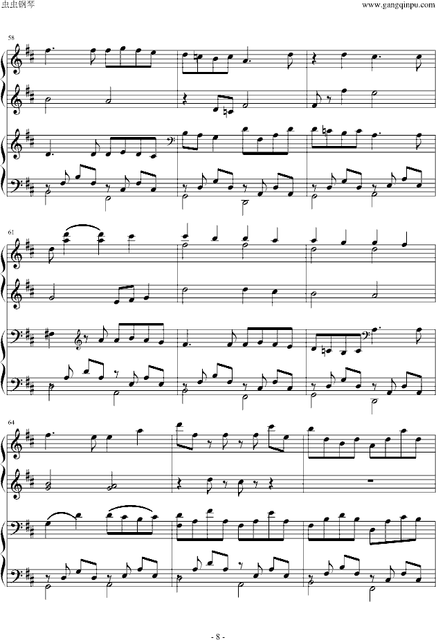 卡农四手联弹-钢琴谱(钢琴曲)-帕赫贝尔-Pachelbel8
