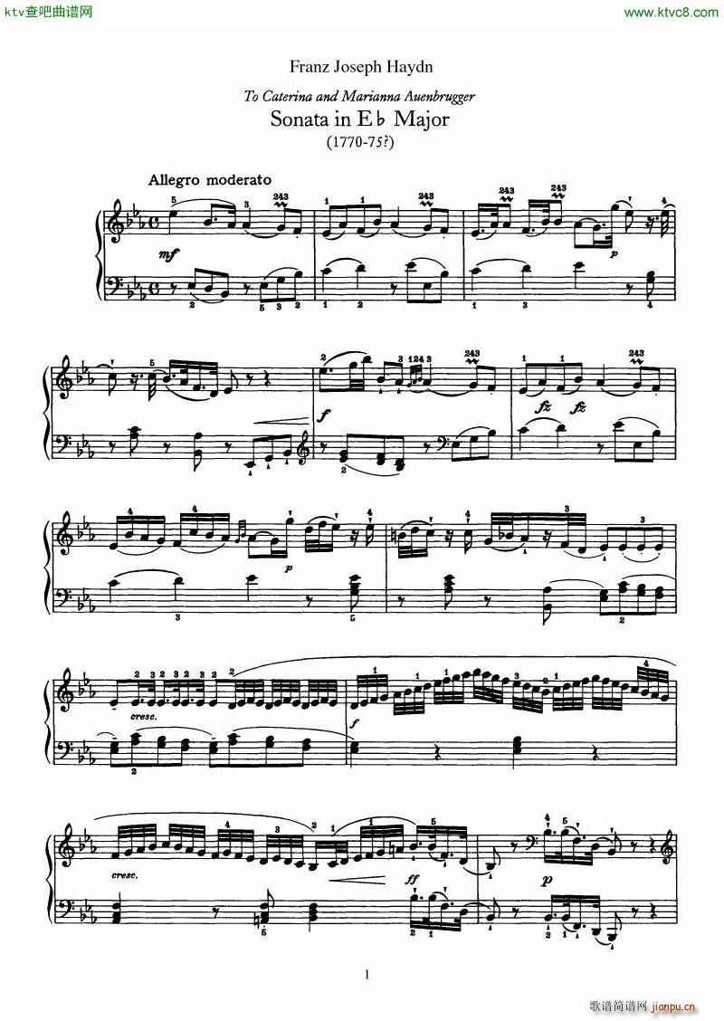 Haydn Piano Sonata No 38 In Eb1