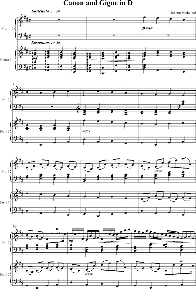 卡农 钢琴二重奏版-钢琴谱(钢琴曲)-帕赫贝尔-Pachelbel1