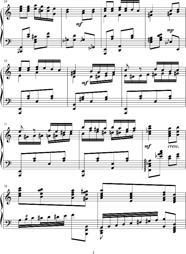 瓦洛多斯改编莫扎特《土耳其进行曲》-钢琴谱(钢琴曲)-莫扎特3