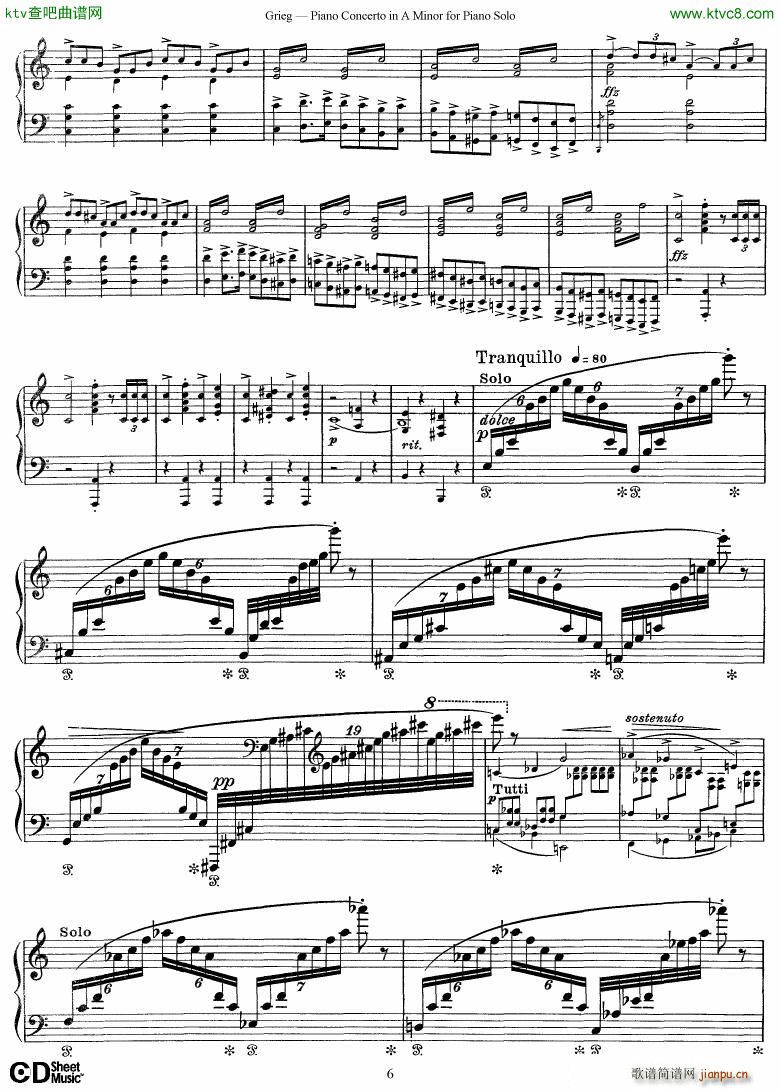 Piano Concerto in A minor Op 16 1868 rev 1907 piano solo arr6
