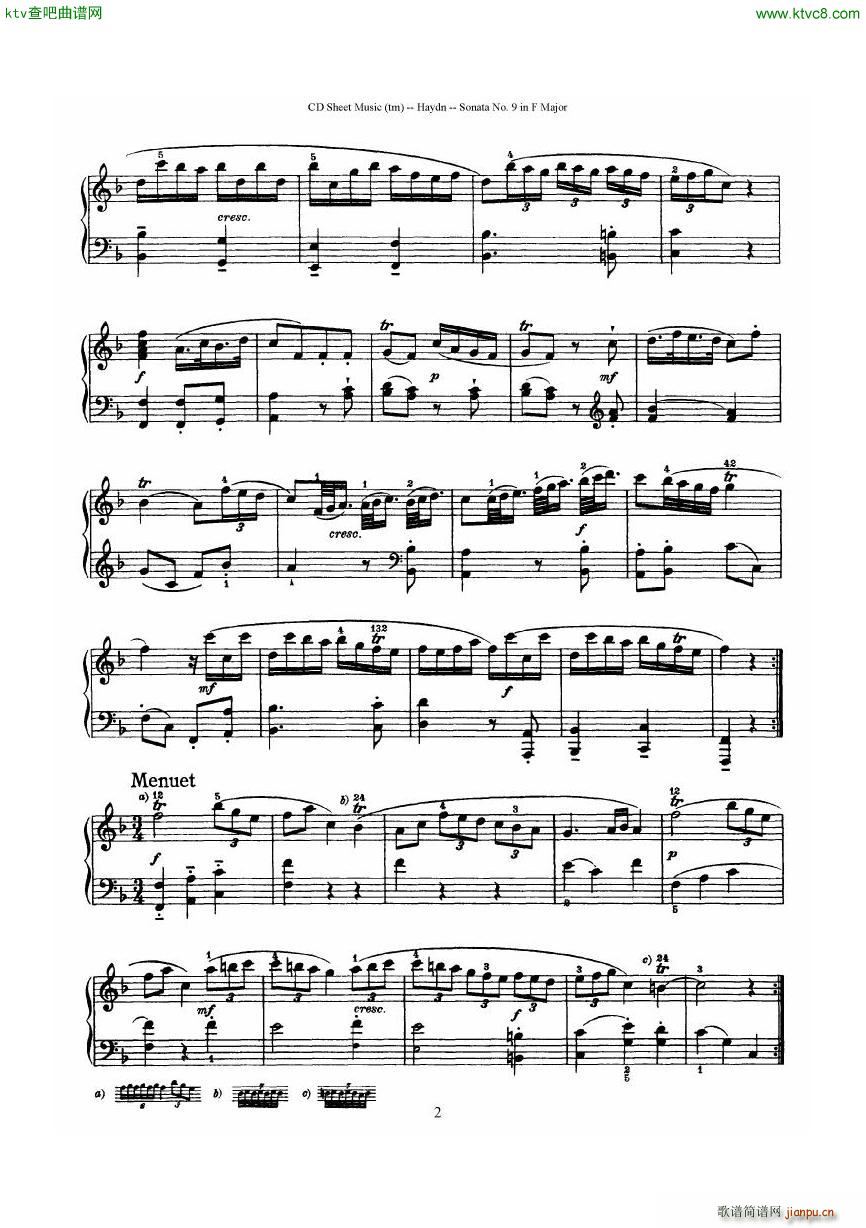 Haydn Joseph Sonata no 9 in F Major2