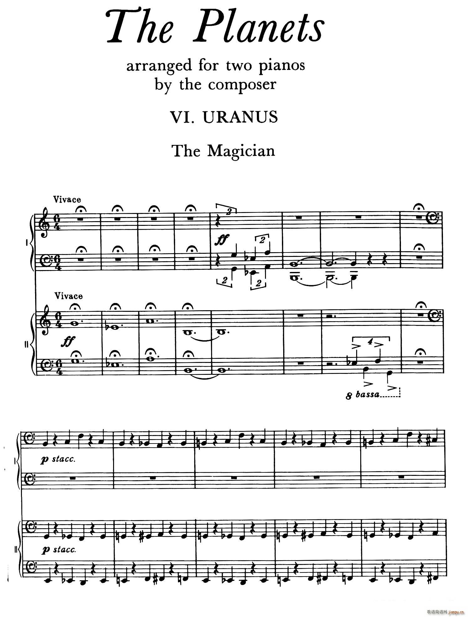 The Planets Op 32(双钢琴)(行星 第六乐章 天王星―魔术师)1