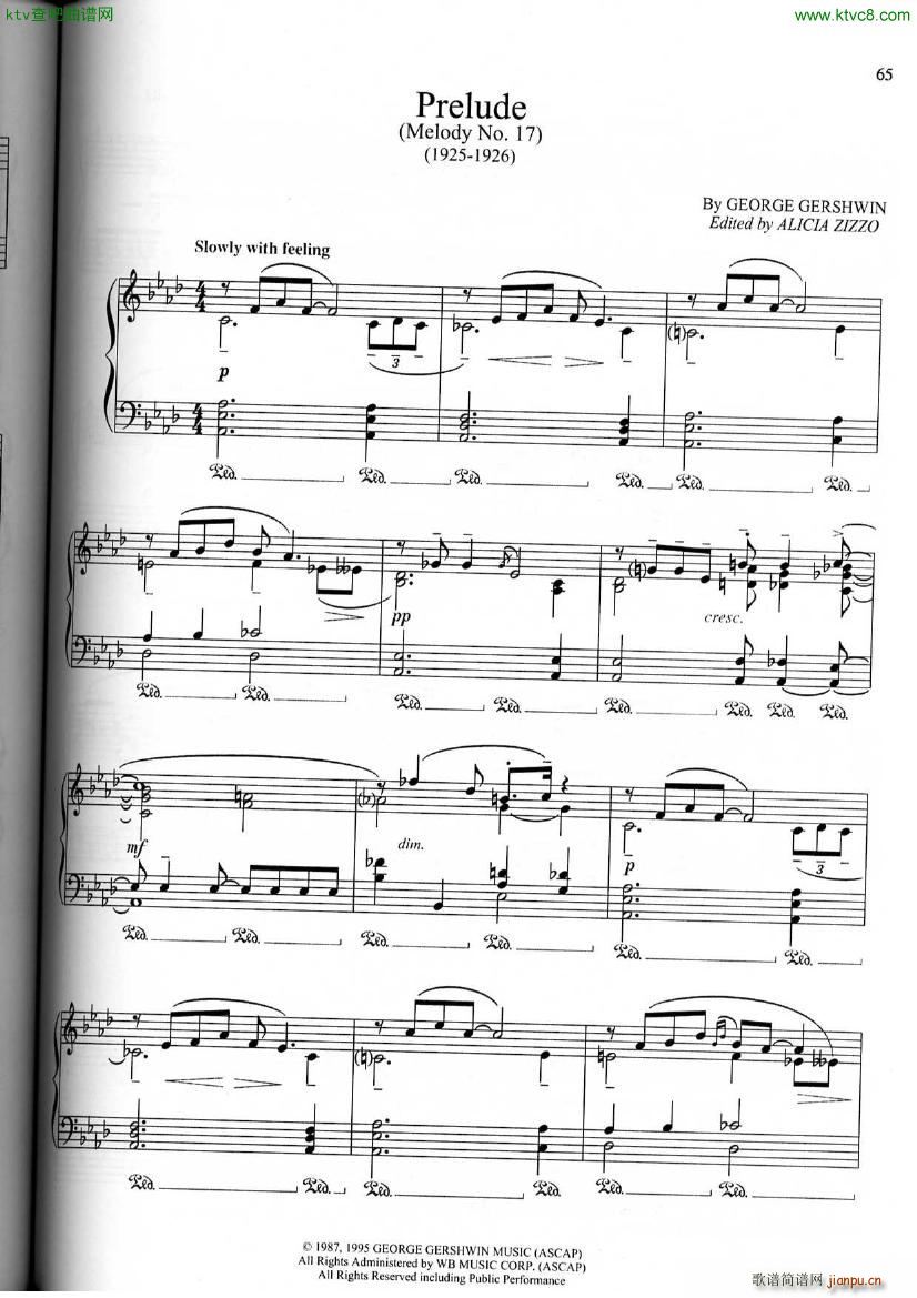 Gerschwin Prelude Melody No 1 171