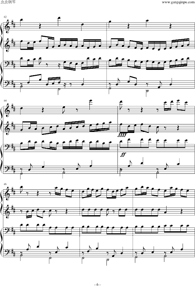 卡农四手联弹-钢琴谱(钢琴曲)-帕赫贝尔-Pachelbel6