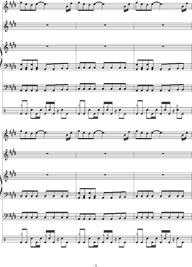 埃克斯-钢琴谱(钢琴曲)-血腥残阳9