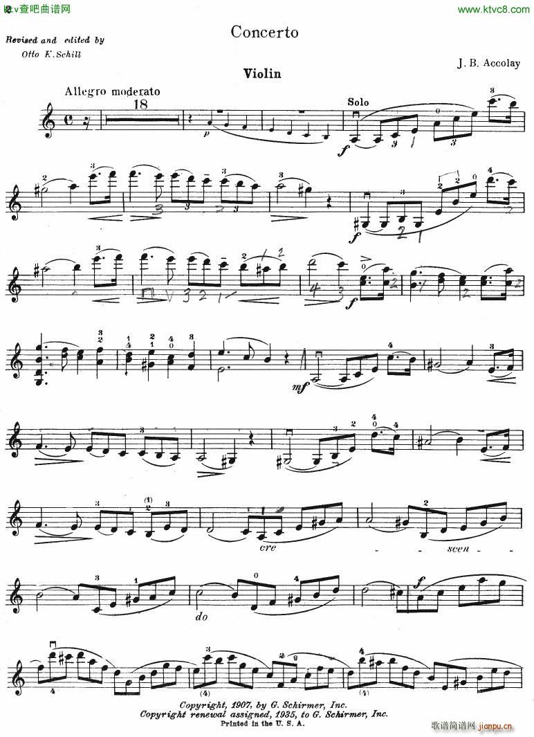 Accolay Jean Baptiste Violin Concerto vl part1