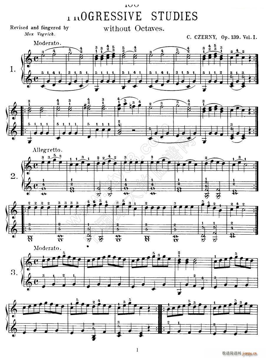 Czerny - 100 Progressive Studies Op 139 （1―21）1