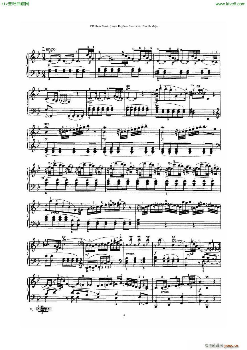 Haydn Joseph Sonata no 2 in Bb Major5