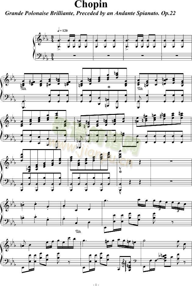 肖邦大波兰舞曲opus22-钢琴谱(钢琴曲)-肖邦-chopin1