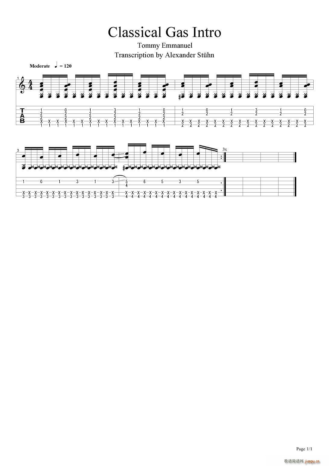 tommy emmanuel classical gas intro（指弹吉他）1
