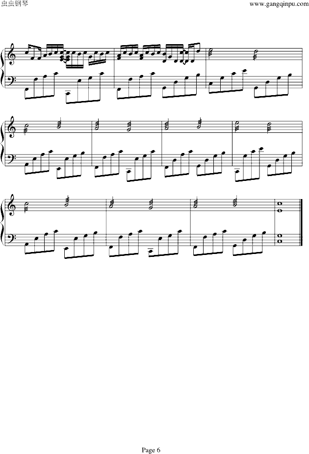 卡农-（情感100%）-钢琴谱(钢琴曲)-帕赫贝尔-Pachelbel6