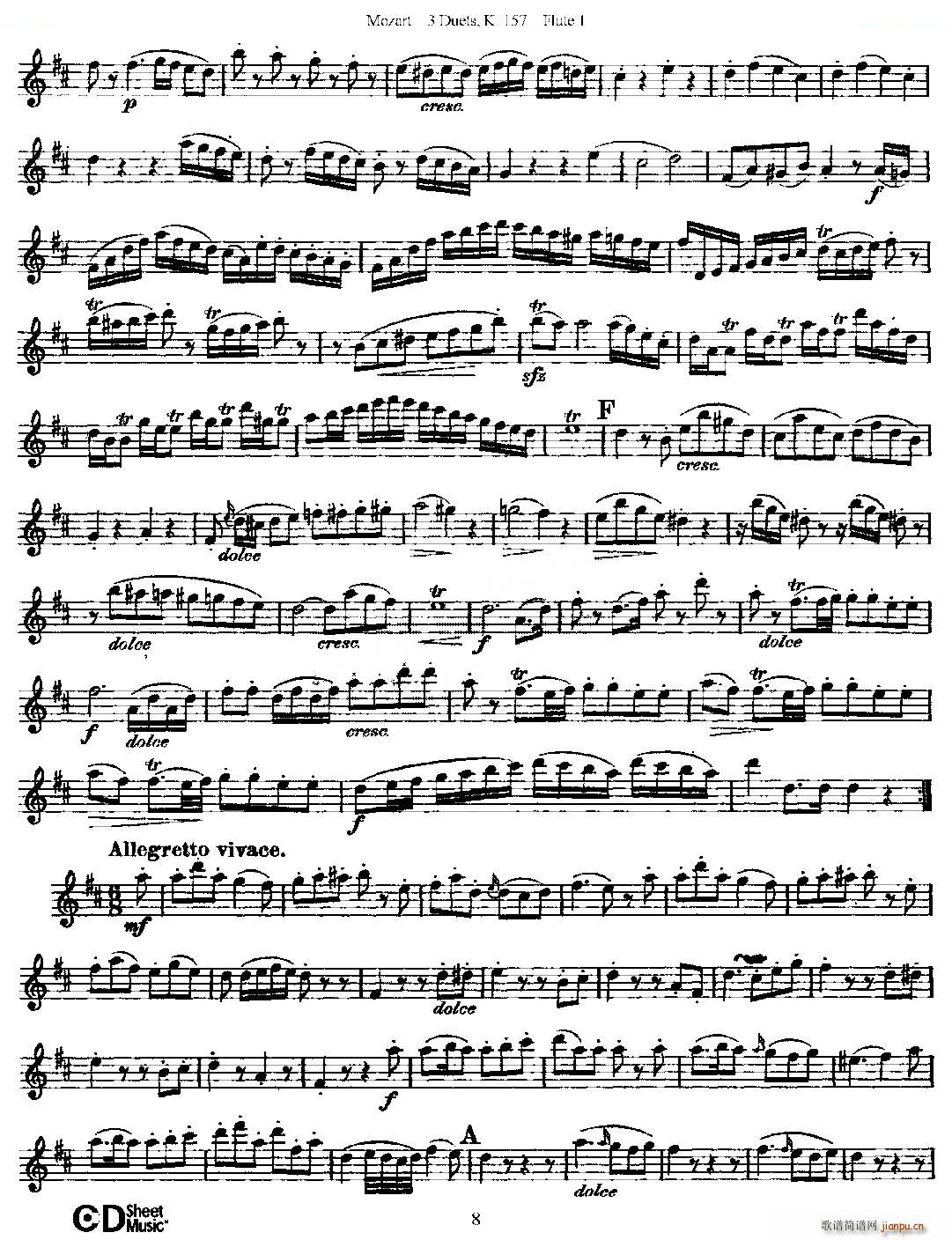 3 Duets K 157 之第一长笛（二重奏三首 K157号） 铜管8