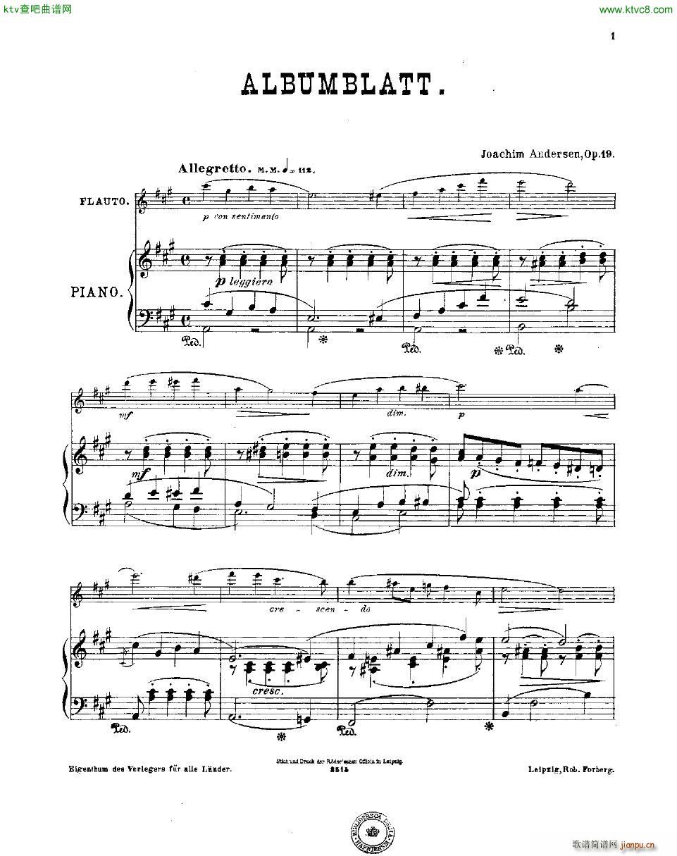 Andersen op 19 Album Blatt fl pno4