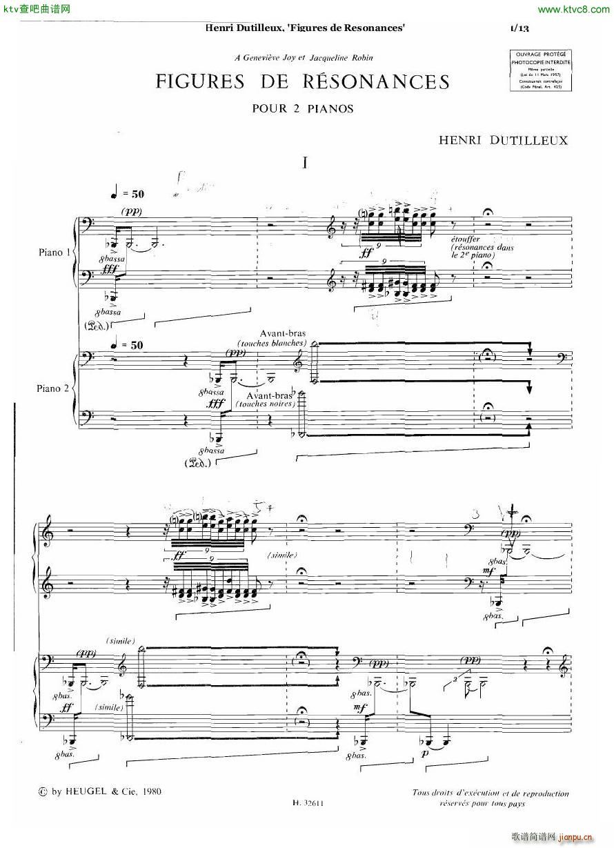 Dutilleux Figures de Résonances for Two Pianos1