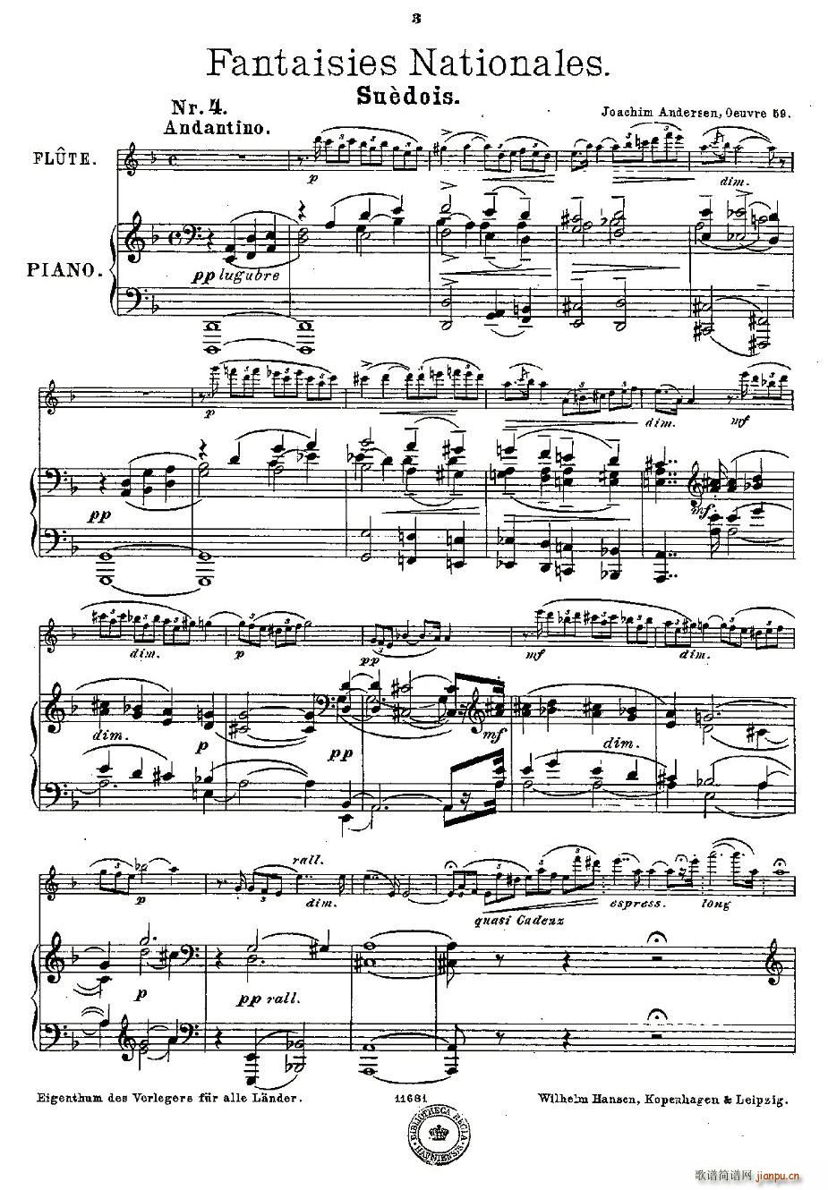 Fantaisies nationales. Op. 59, 4. （长笛+钢琴伴奏）1