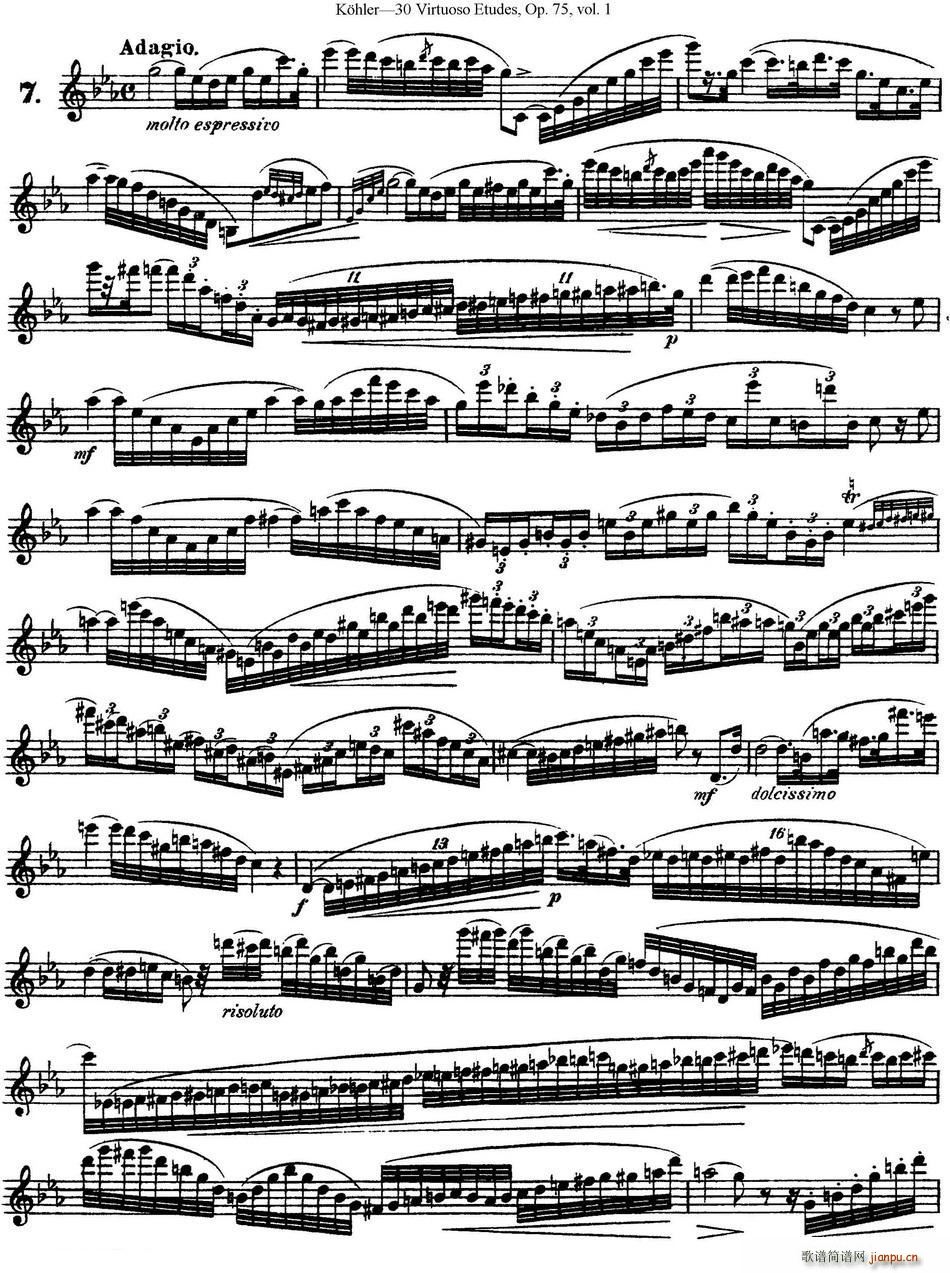 柯勒30首高级长笛练习曲作品75号(NO 7)1