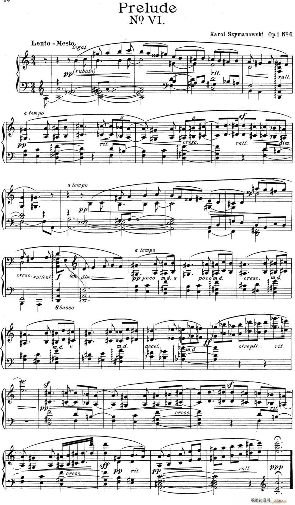 希曼诺夫斯基 9首钢琴前奏曲 Op 1 No 61