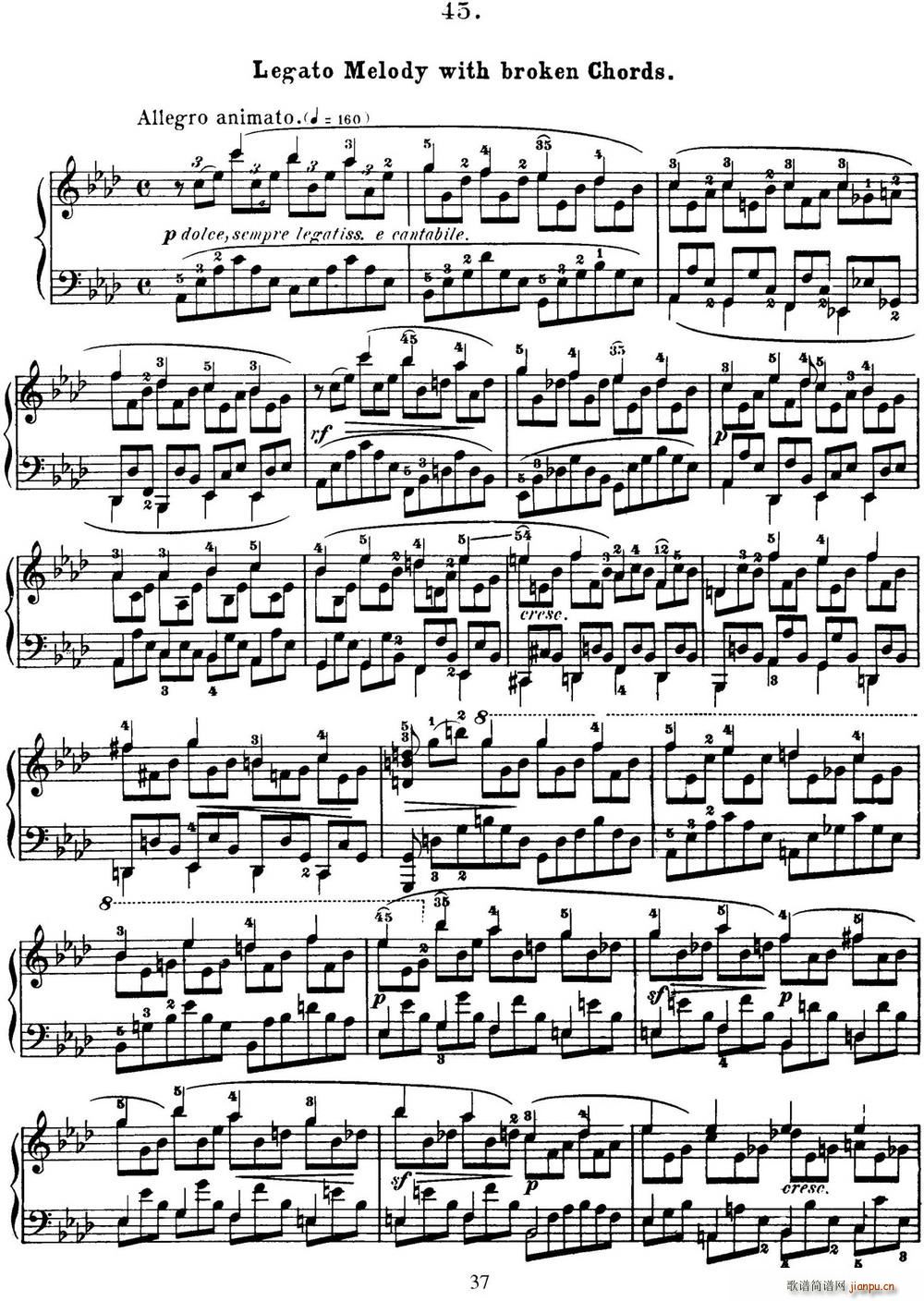 50首车尔尼Op 740钢琴手指灵巧技术练习曲(NO 45)1
