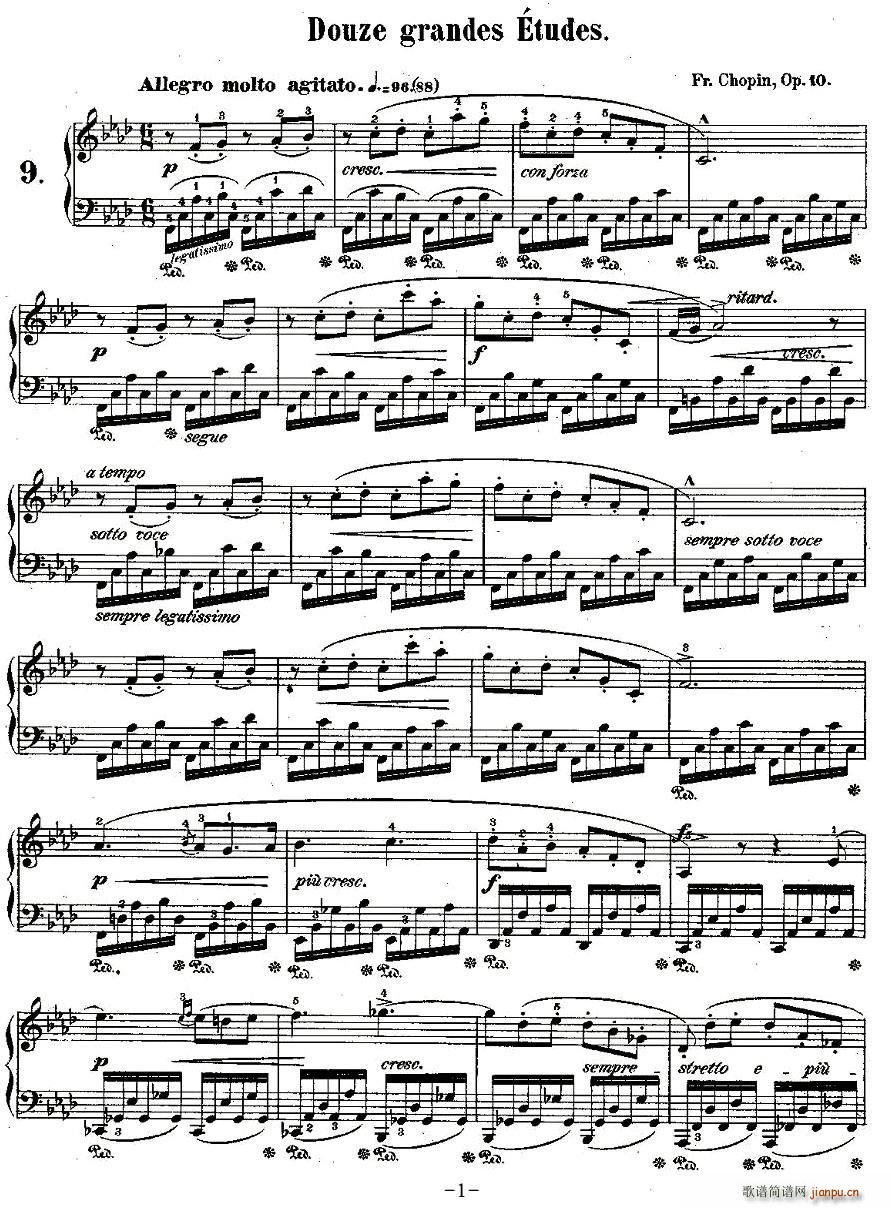 肖邦钢琴练习曲，Op.10之九1