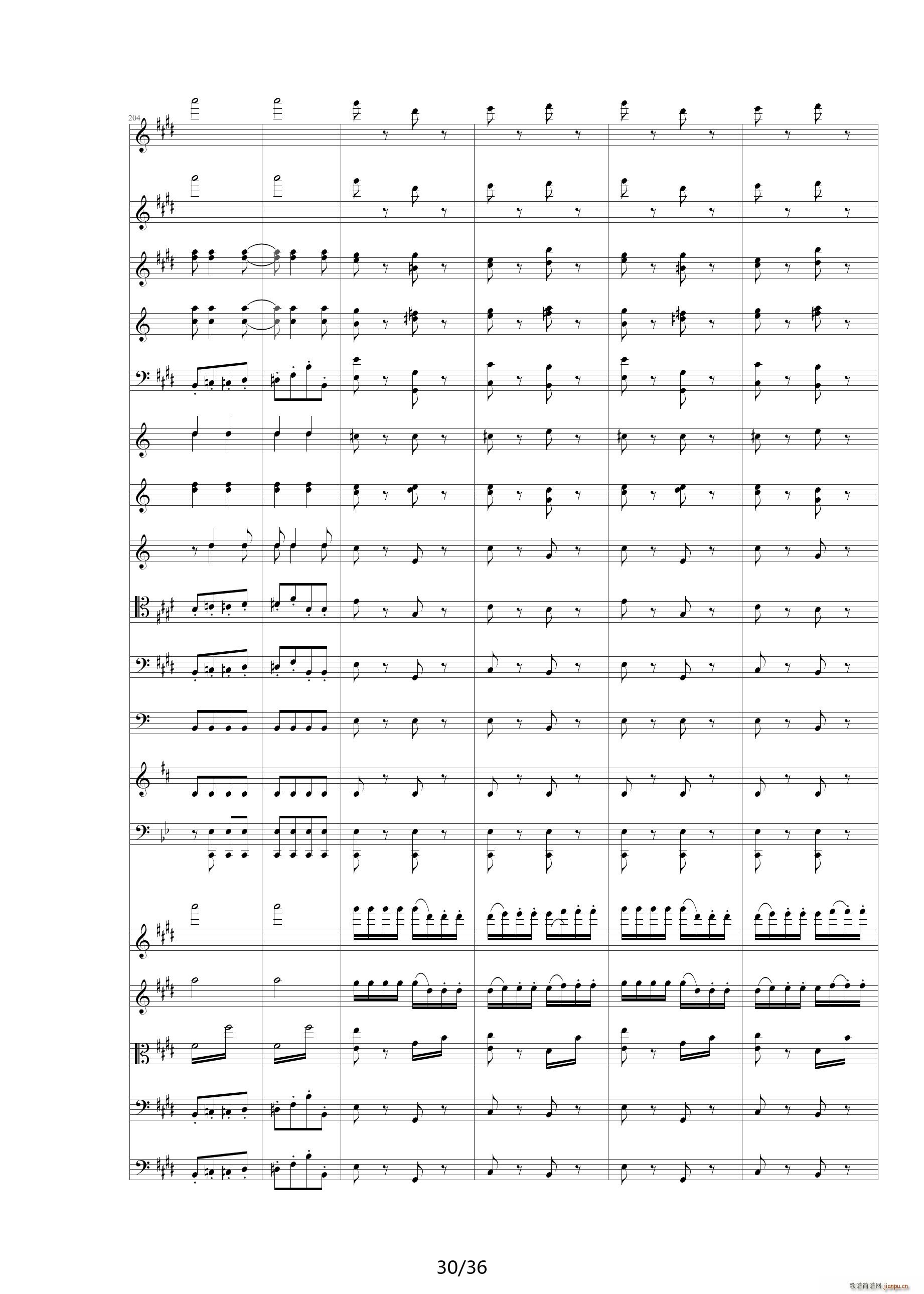威廉退尔序曲原版扒谱 E调30