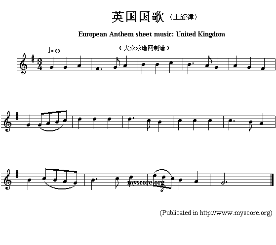 英国国歌（European Anthem sheet music:United Kingdom）1