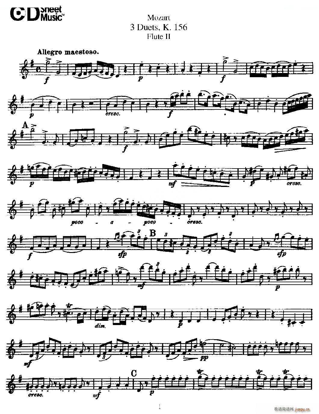 3 Duets K 156 之第二长笛（二重奏三首 K156号） 铜管1