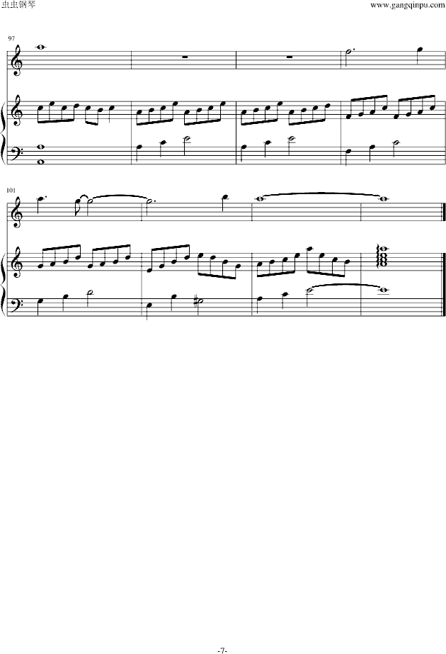 爱的供养（钢琴长笛版）-钢琴谱(钢琴曲)-影视7