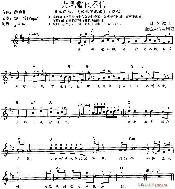 电子琴-大风雪也不怕(《咪咪流浪记》主题歌)1