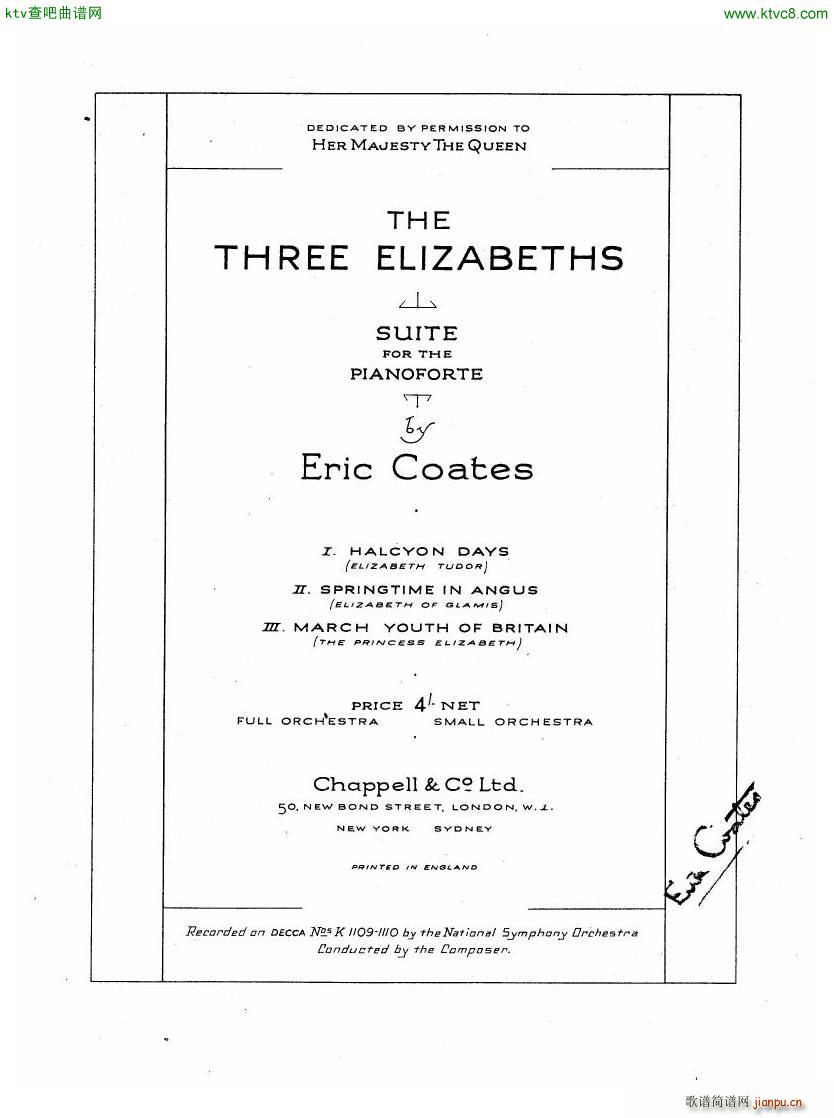 Coates The Three Elizabeths Piano Suite1