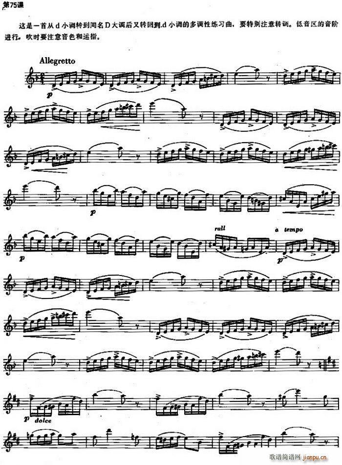 长笛练习曲100课之第75课 (低音区音阶进行与音色和运指练习曲)1