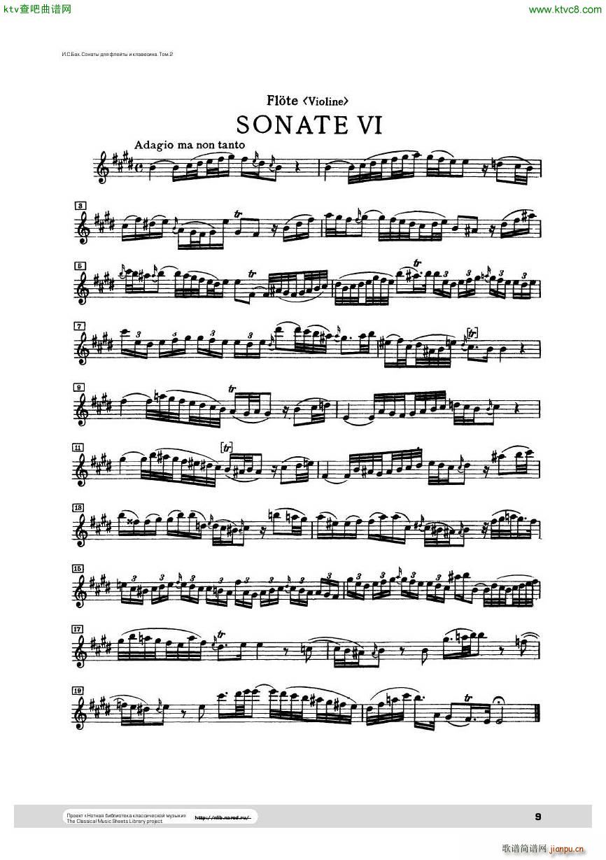 Sheet Music Bach Sonate 6 flute1