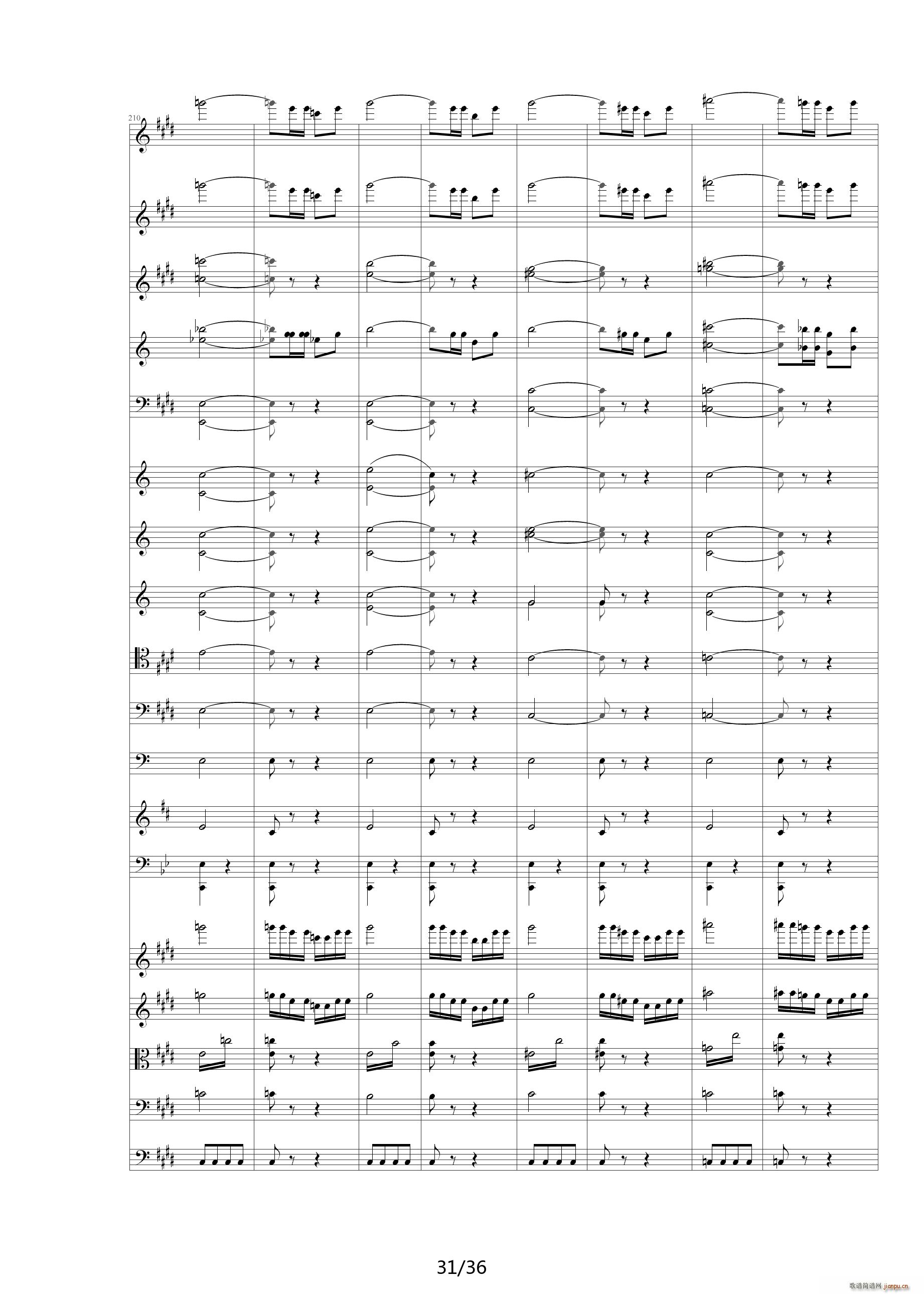 威廉退尔序曲原版扒谱 E调31
