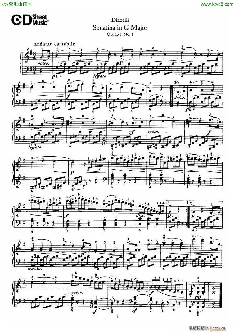 Diabelli Sonatinas Op 151 No 1 4 23P1