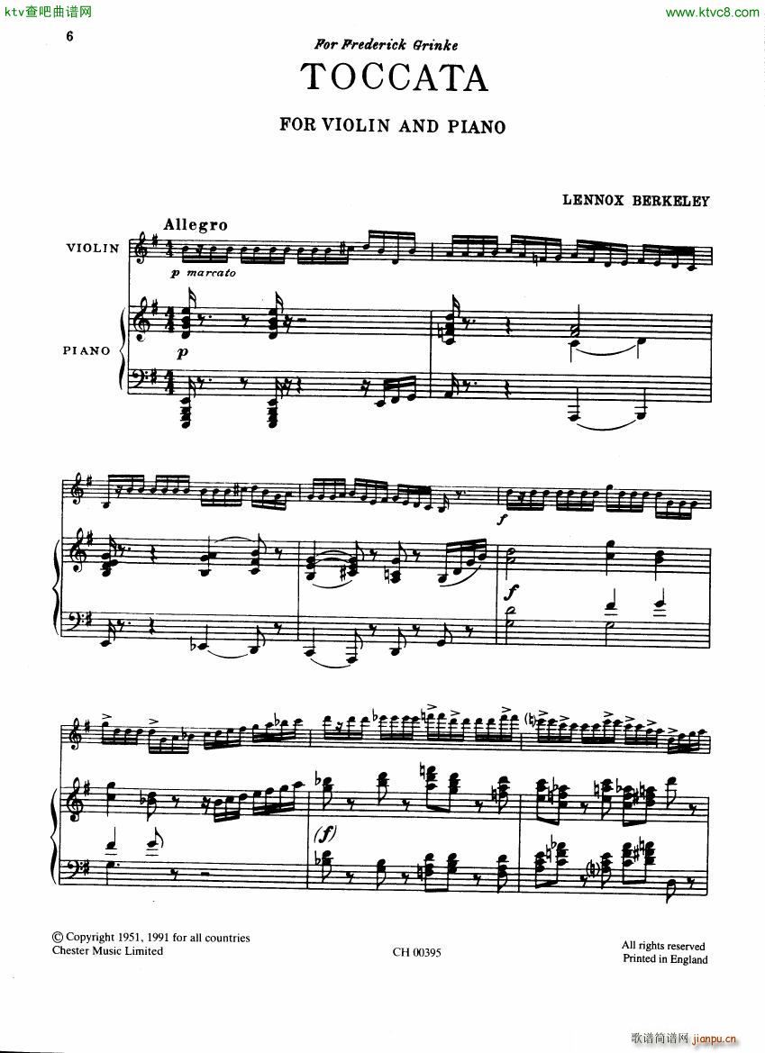 Berkeley Elegy and Toccata Violin and Piano6