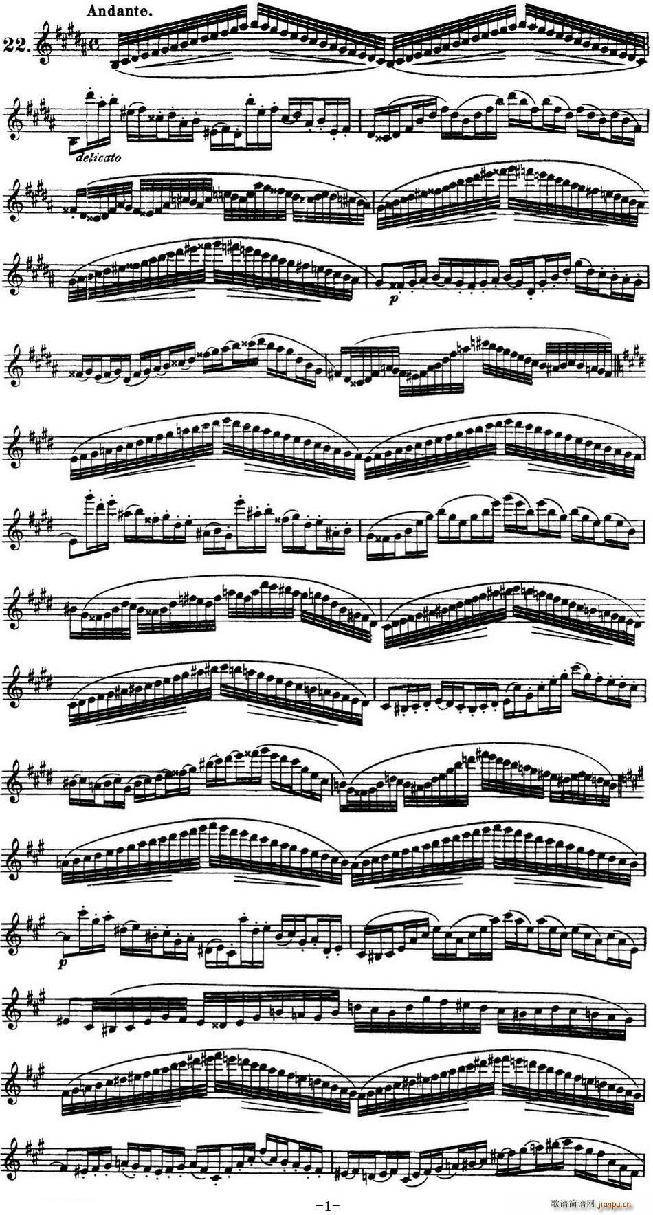 柯勒30首高级长笛练习曲作品75号(NO 22)1