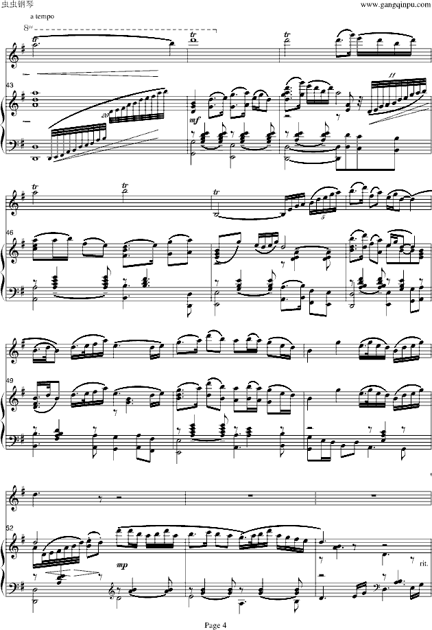 梁山伯与祝英台-小提琴协奏版-钢琴谱(钢琴曲)-中国名曲4