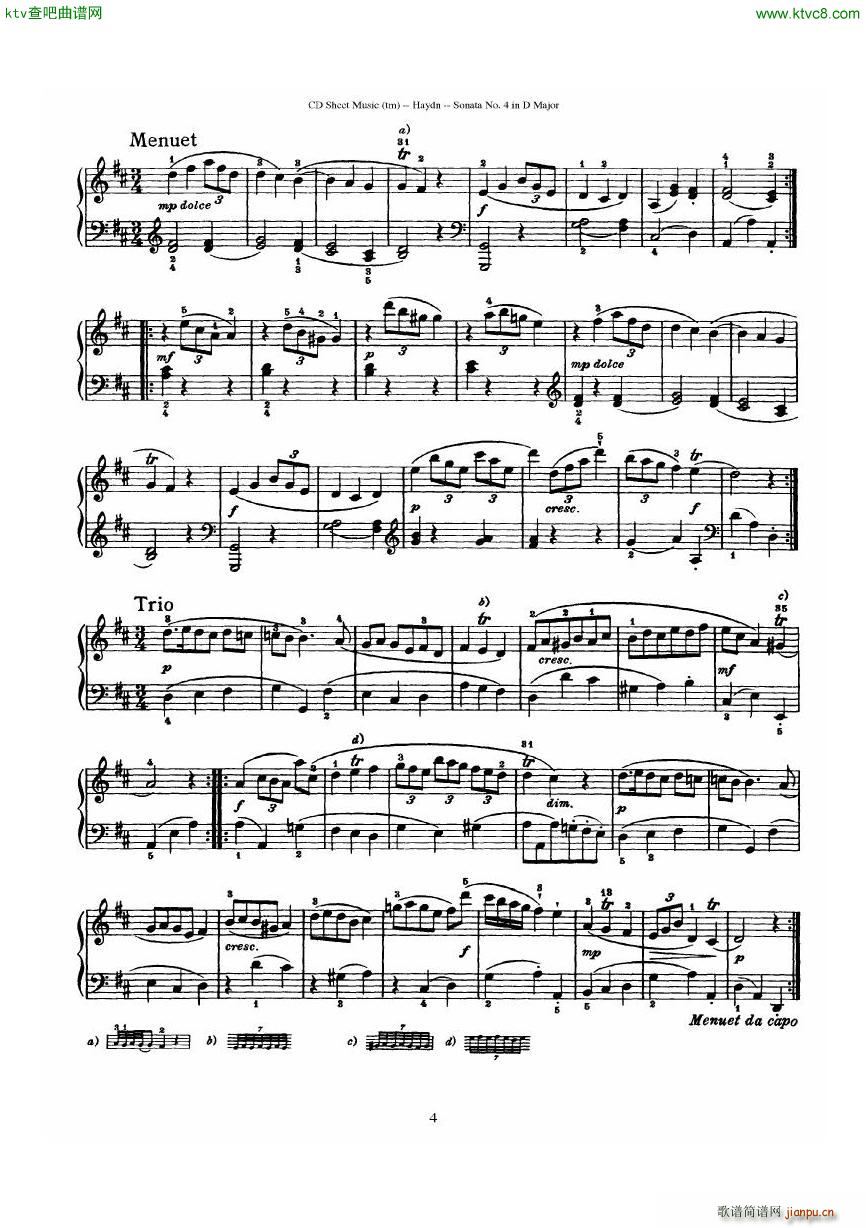 Haydn Joseph Sonata no 4 in D Major4