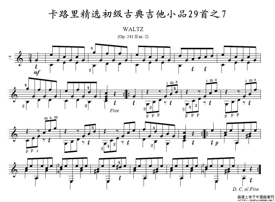 卡路里精选初级古典吉他小品29首之71