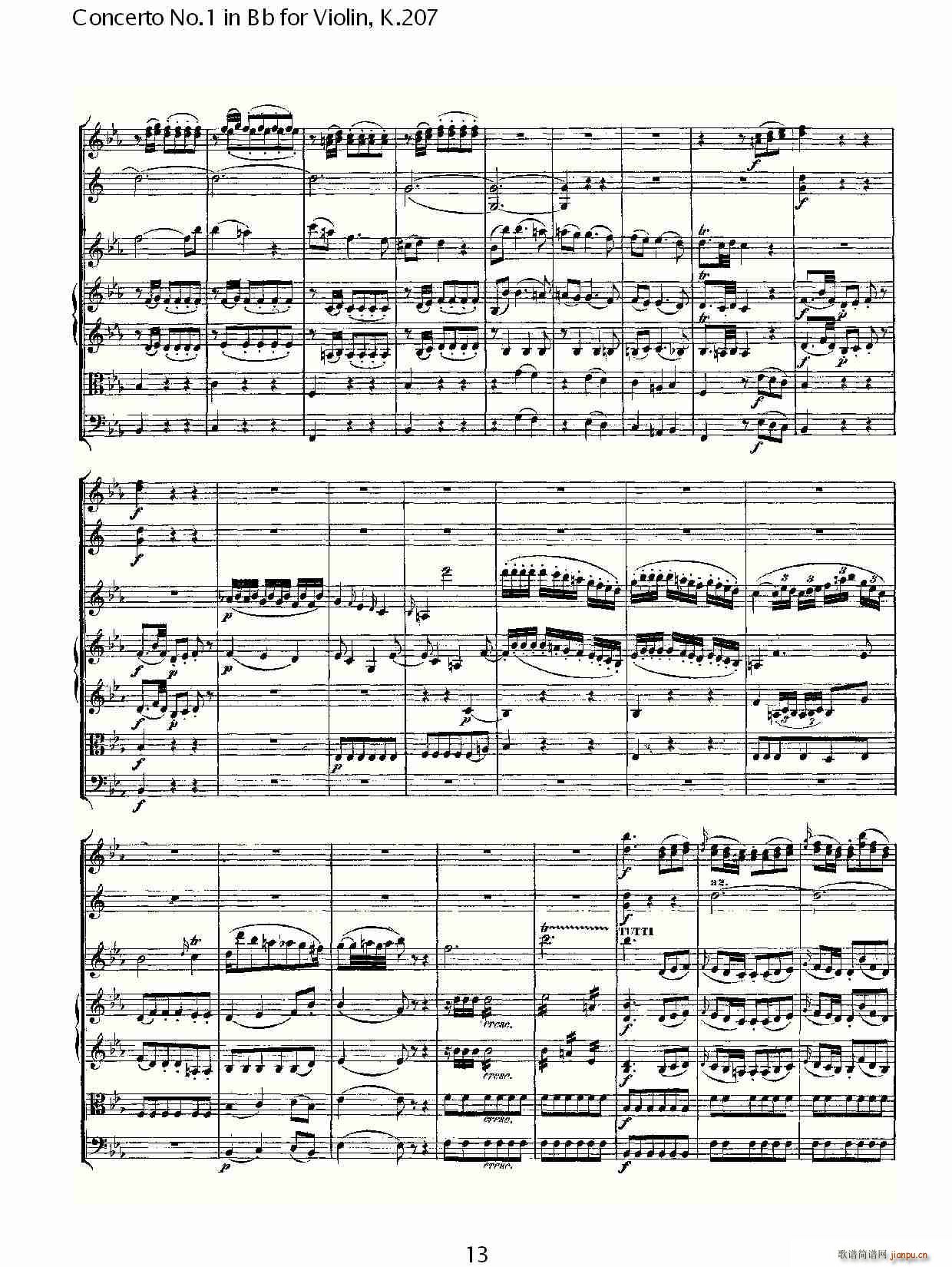 Concerto No.1 in Bb for Violin, K.207（Bb调小提琴第一协奏曲）_沃尔夫冈・阿马多伊斯・莫扎特13