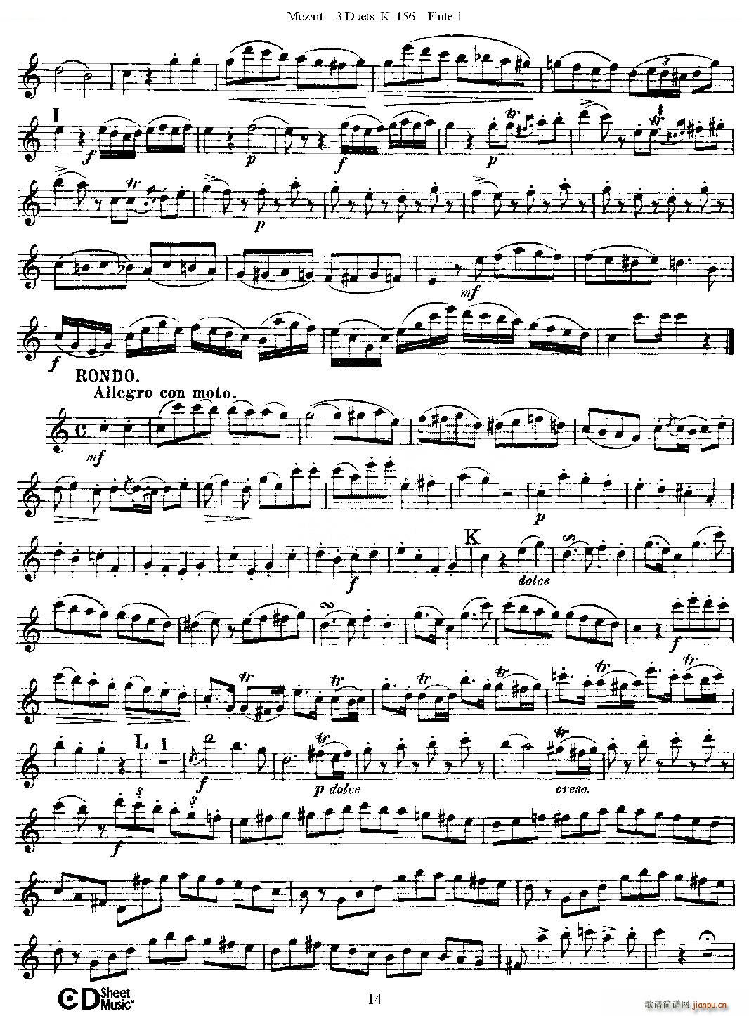 3 Duets K 156 之第一长笛（二重奏三首 K156号） 铜管14