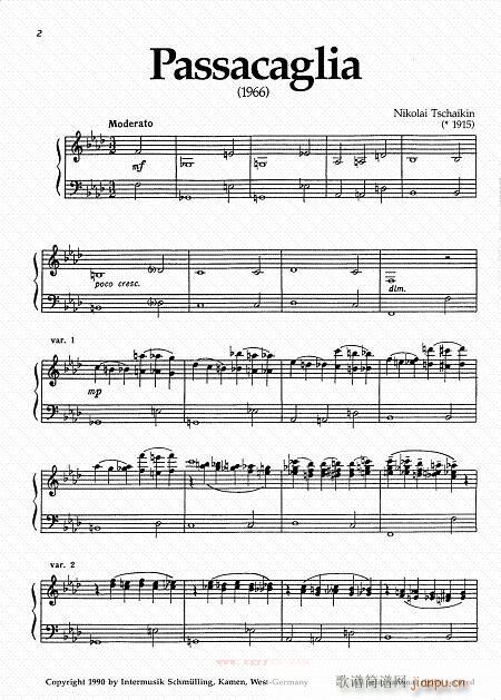 帕萨卡里亚 柴金曲1-6-手风琴1