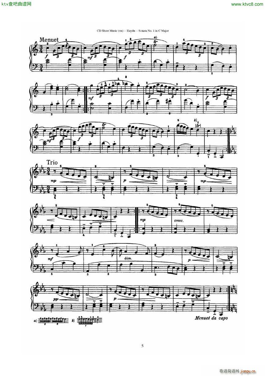 Haydn Joseph Sonata no 1 in C Major5
